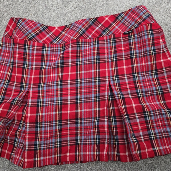 Vintage 2000s Abercrombie & Fitch Red Plaid Pleated Skirt Size 10 - Picture 2 of 5